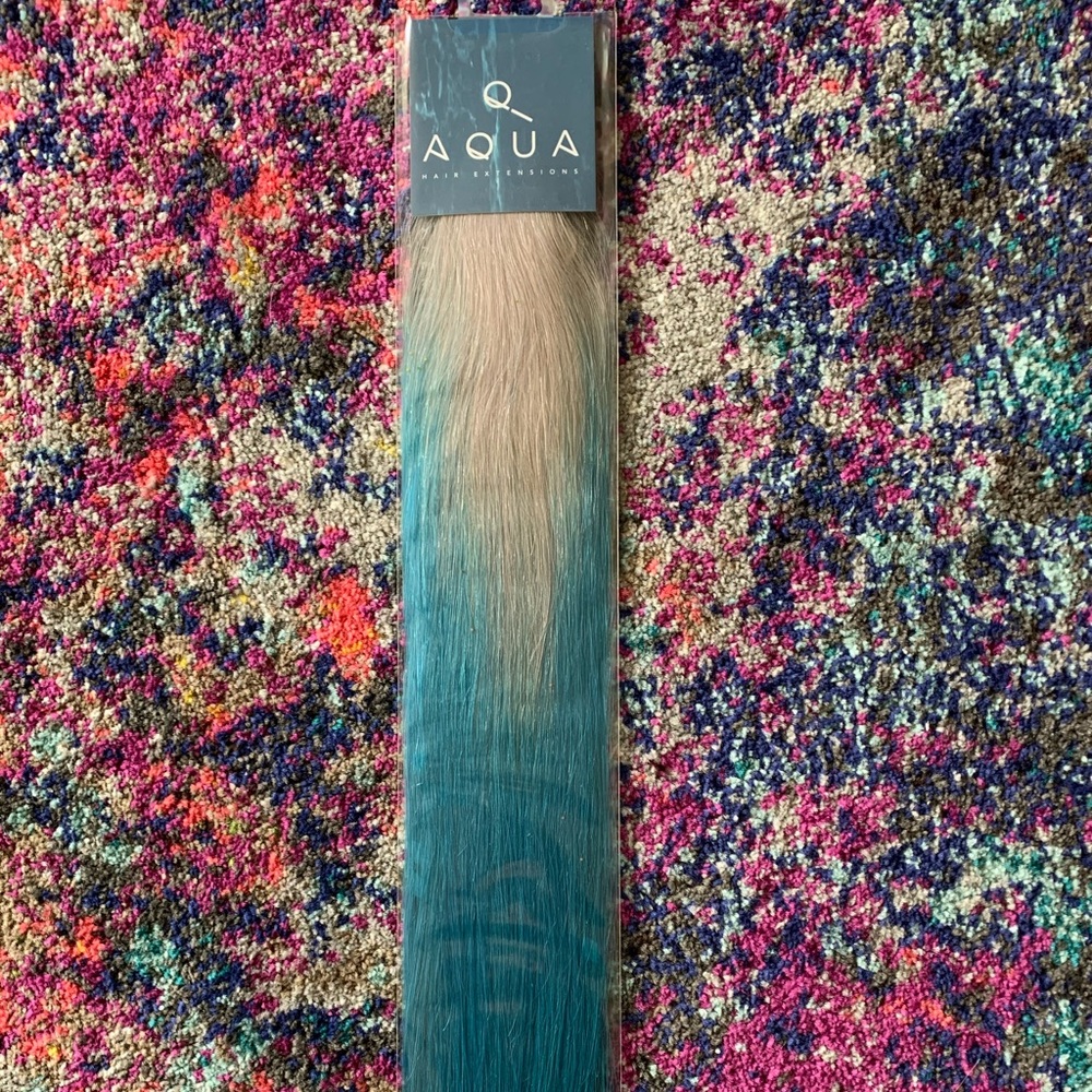 Aqua Tape In Human Hair Silver Teal Balayage NWT